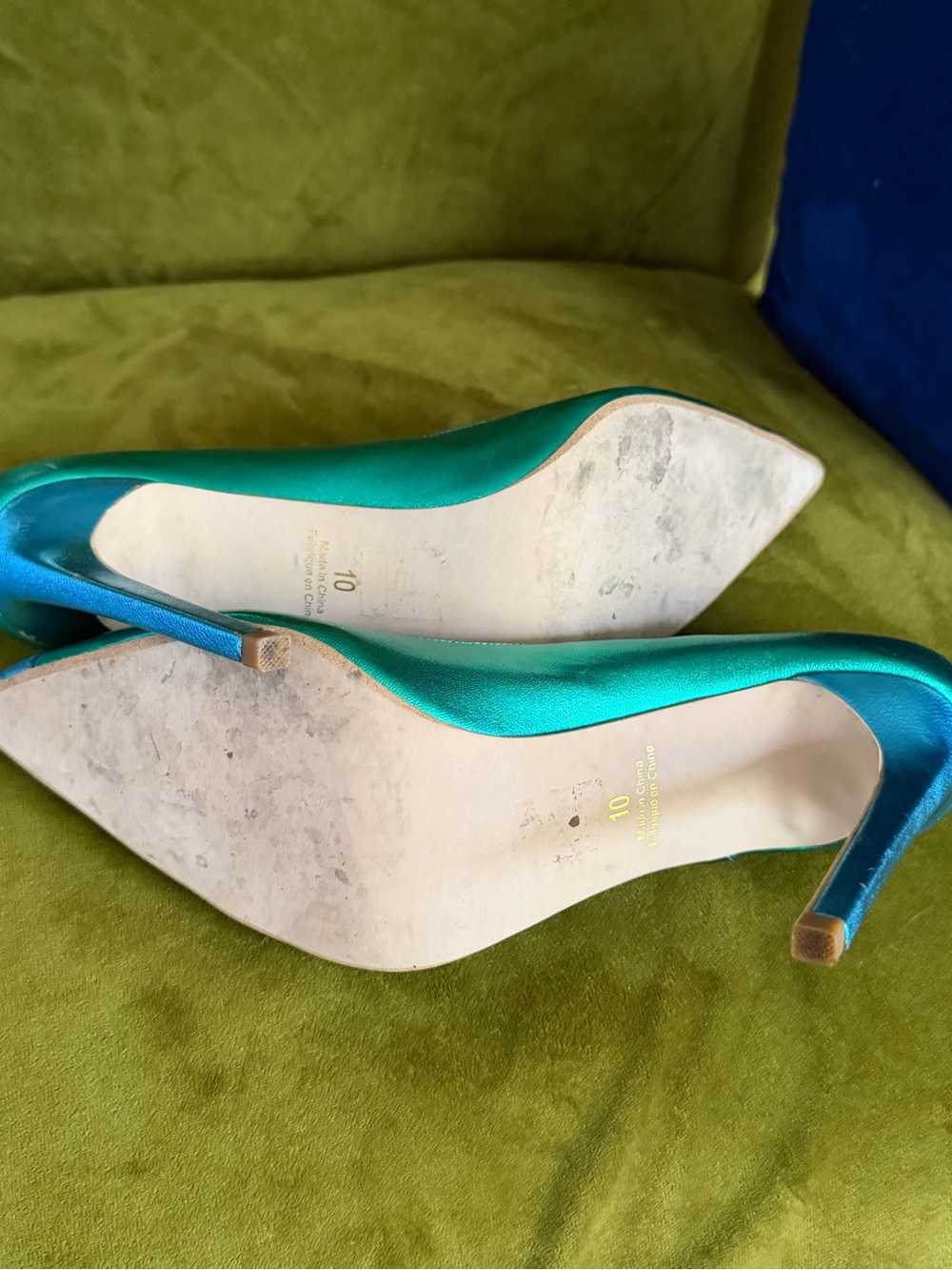 Jeffrey Campbell Electric Teal & Turquoise Peak-a-Boo Pointed Toe Pumps - Picture 10 of 16